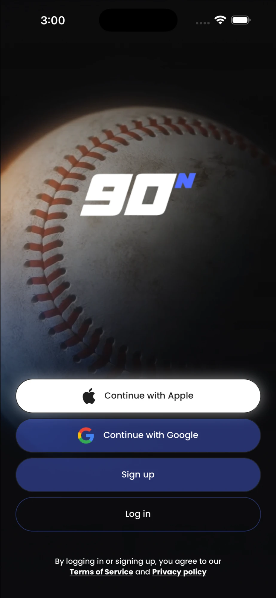 90N sign-in screen